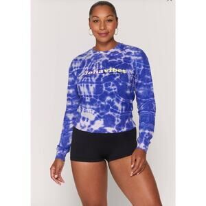 SPIRITUAL GANGSTER Aloha Tie Dye Savasana Sweatshirt Blue/Purple Women's Large